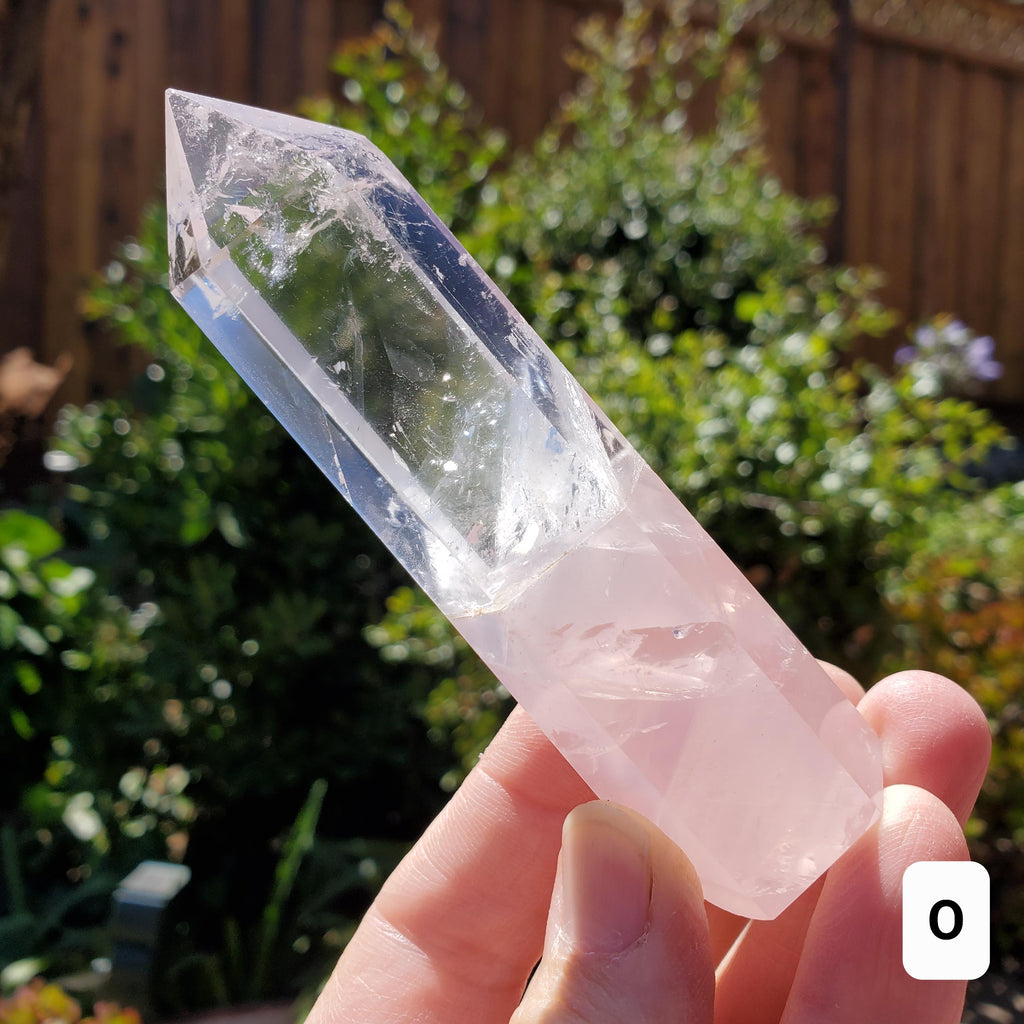 Clear Quartz & Rose Quartz Tower - Unconditional Love, Cleansing, Magnify Intentions - Crystal Point Generator Healing Gemstones