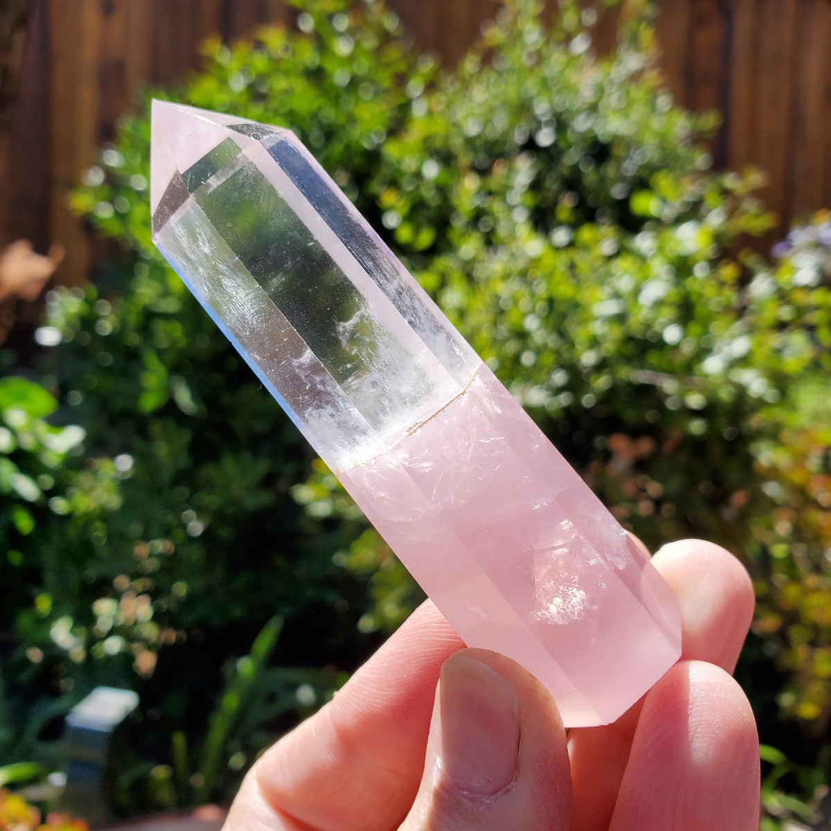 Clear Quartz & Rose Quartz Tower - Unconditional Love, Cleansing, Magnify Intentions - Crystal Point Generator Healing Gemstones