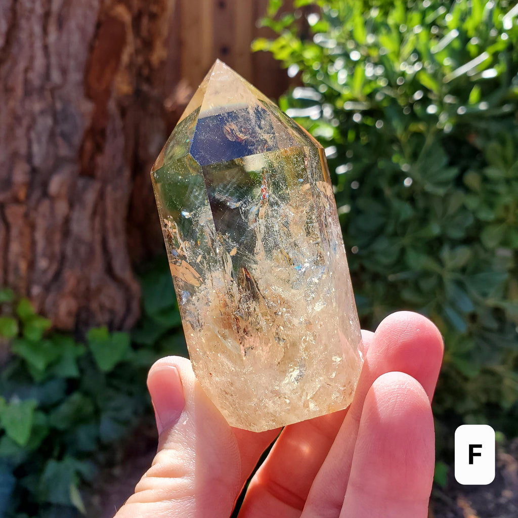 Chunky Citrine Tower with Rainbows - Abundance, Energizing, Creativity, New Beginnings - Golden Quartz Crystal Point Gemstone