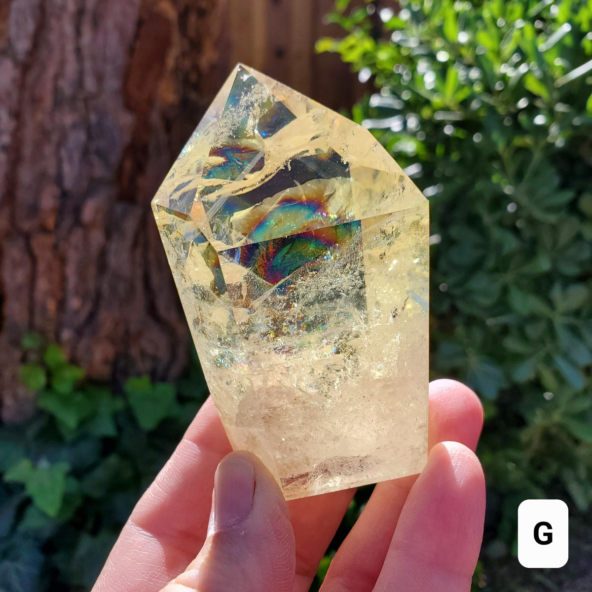 Chunky Citrine Tower with Rainbows - Abundance, Energizing, Creativity, New Beginnings - Golden Quartz Crystal Point Gemstone