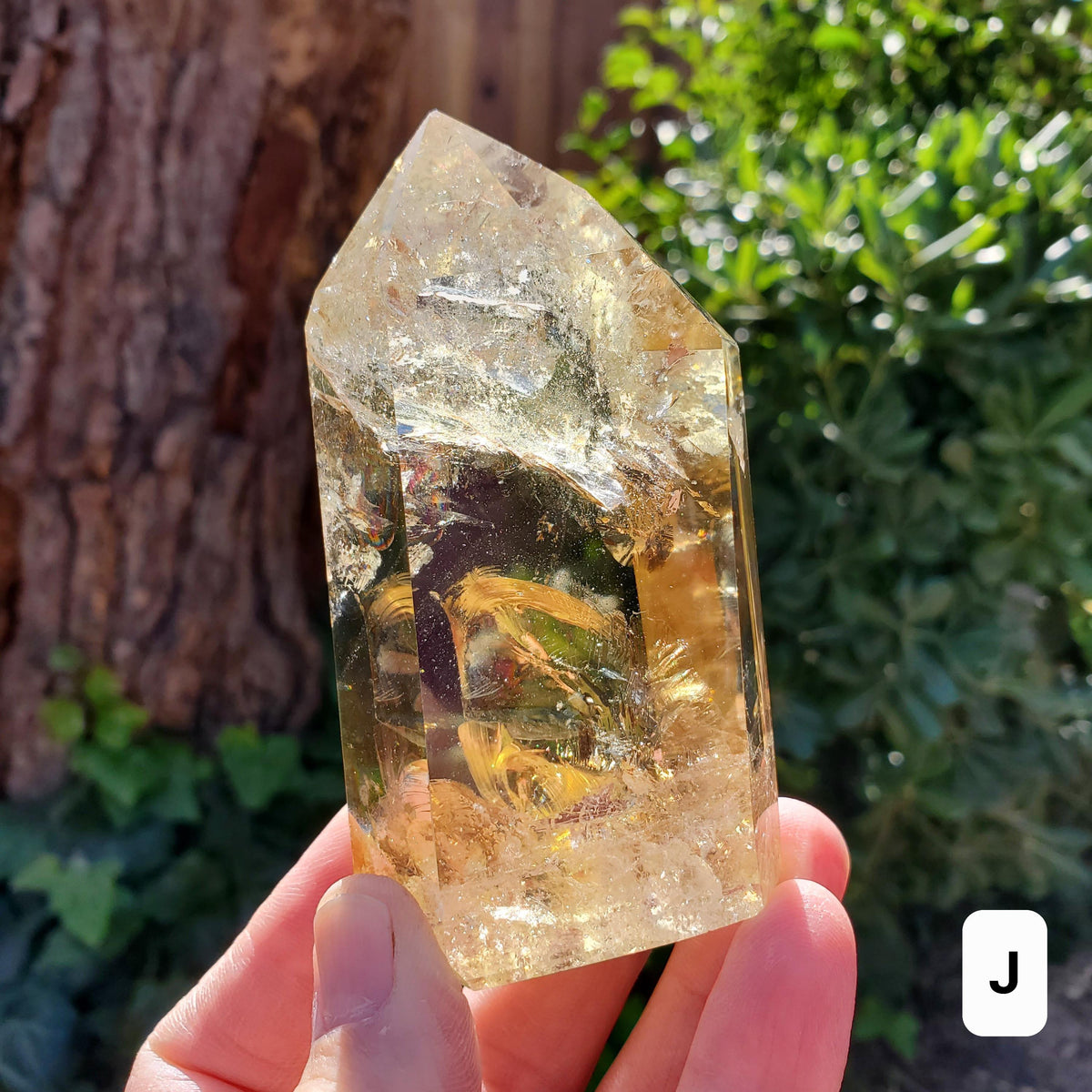 Chunky Citrine Tower with Rainbows - Abundance, Energizing, Creativity, New Beginnings - Golden Quartz Crystal Point Gemstone