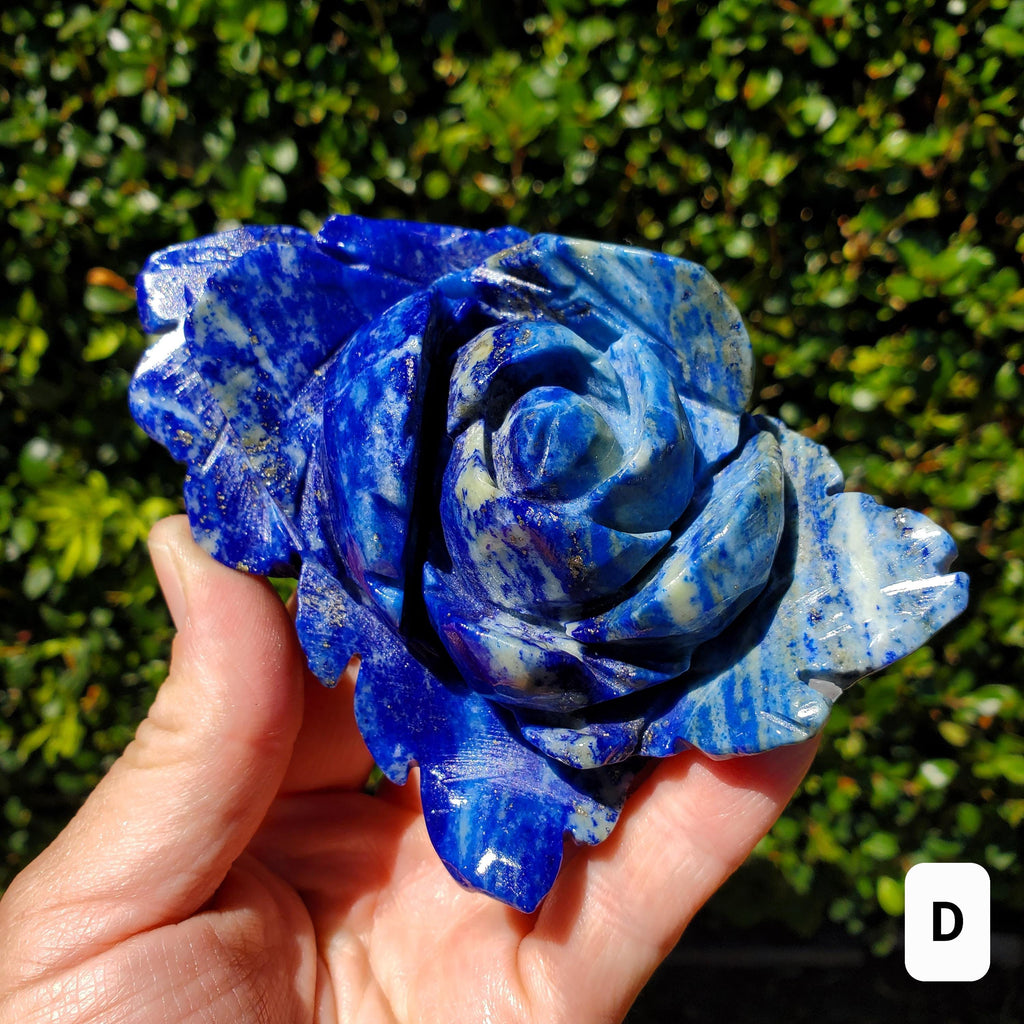Big Lapis Lazuli Rose - Speak Your Truth, Communication, Personal Power - Blue Crystal Flower Stone Healing Gemstone Statement
