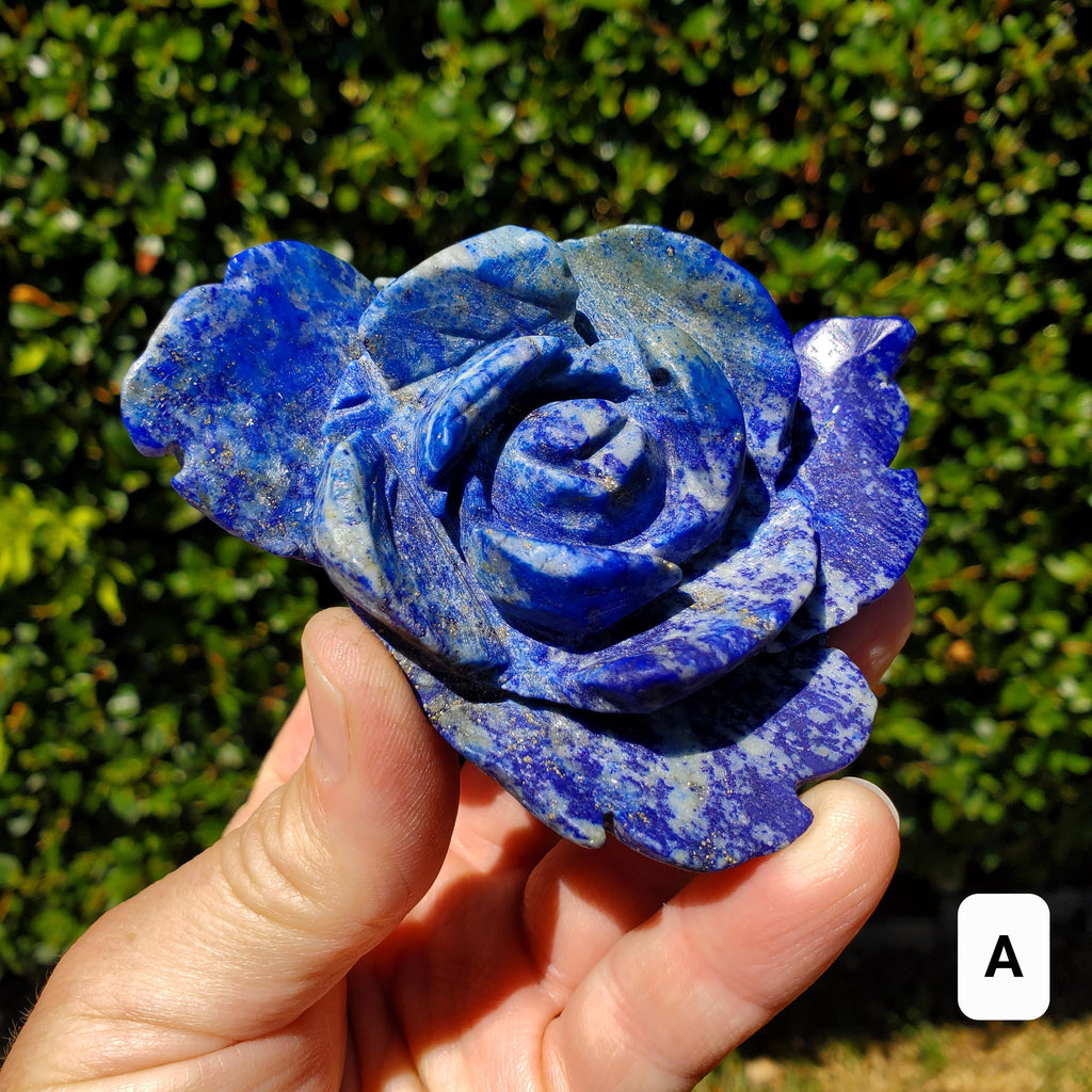 Big Lapis Lazuli Rose - Speak Your Truth, Communication, Personal Power - Blue Crystal Flower Stone Healing Gemstone Statement