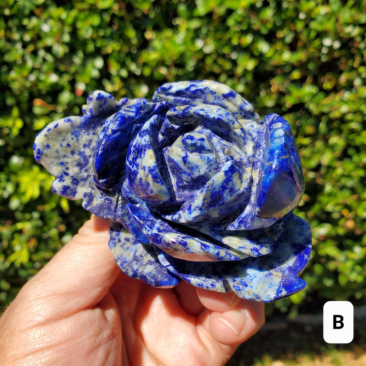 Big Lapis Lazuli Rose - Speak Your Truth, Communication, Personal Power - Blue Crystal Flower Stone Healing Gemstone Statement