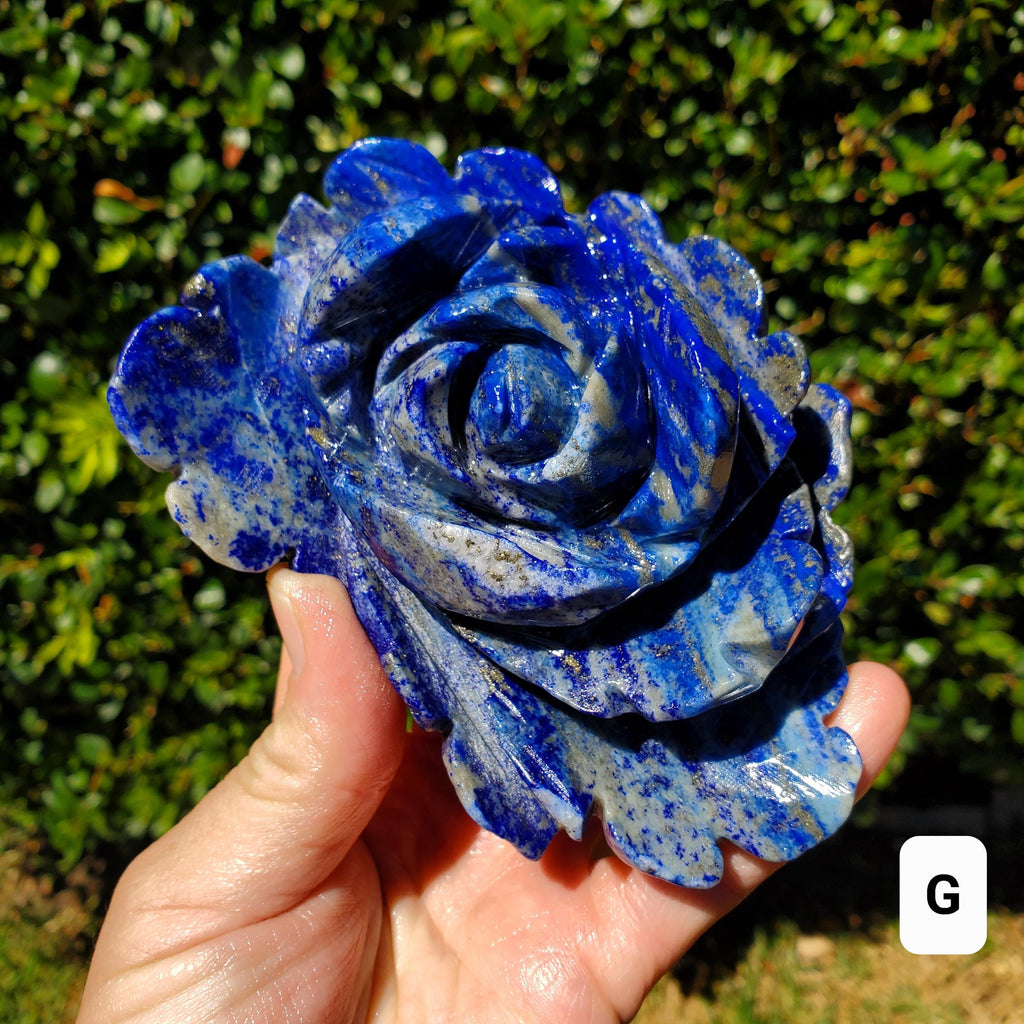 Big Lapis Lazuli Rose - Speak Your Truth, Communication, Personal Power - Blue Crystal Flower Stone Healing Gemstone Statement