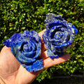 Big Lapis Lazuli Rose - Speak Your Truth, Communication, Personal Power - Blue Crystal Flower Stone Healing Gemstone Statement