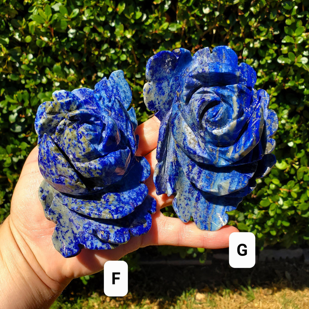 Big Lapis Lazuli Rose - Speak Your Truth, Communication, Personal Power - Blue Crystal Flower Stone Healing Gemstone Statement
