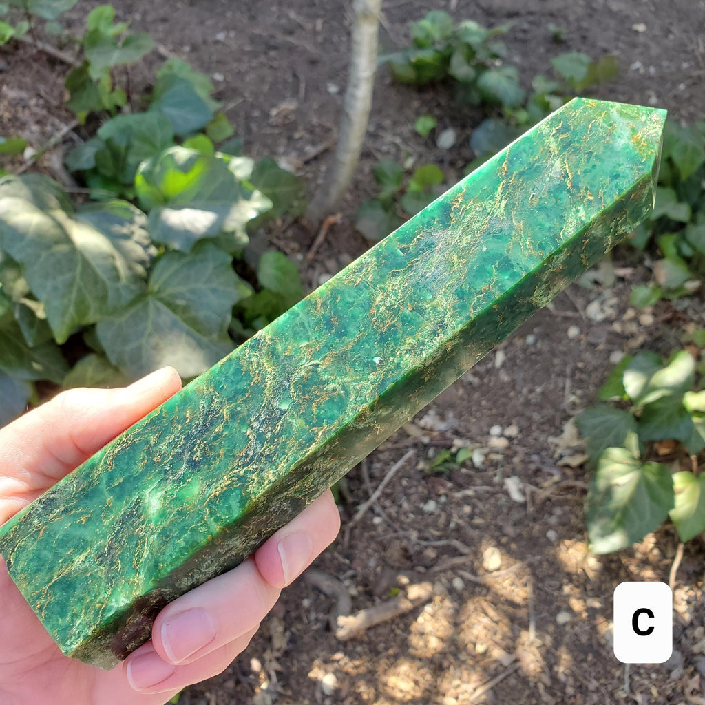 Big Emerald Tower - Heals Heart Chakra, Compassion, Acceptance, Wisdom, Confidence - 8.25" to 9.25" Green Emerald Crystal Point Gemstone
