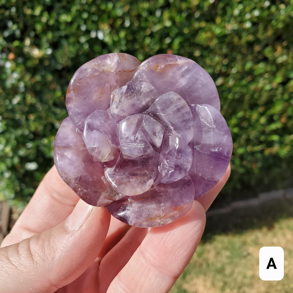 Dream Amethyst Rose Bud Bloom - Calming, Protection, Positivity - Standing Purple Flower Crystal Healing Gemstone