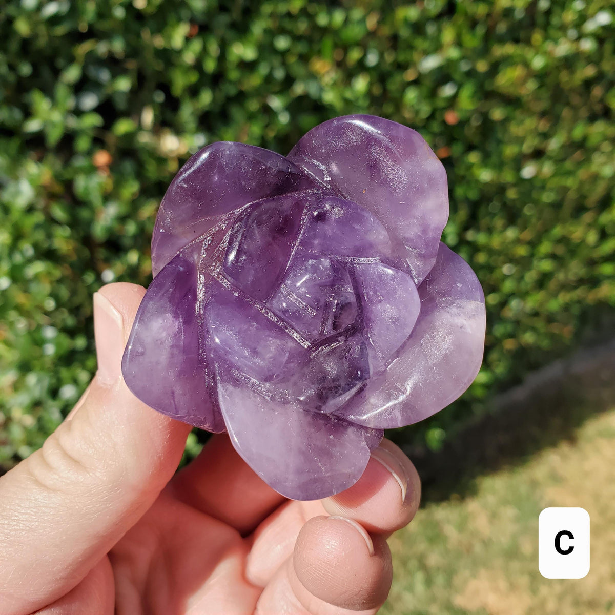 Dream Amethyst Rose Bud Bloom - Calming, Protection, Positivity - Standing Purple Flower Crystal Healing Gemstone
