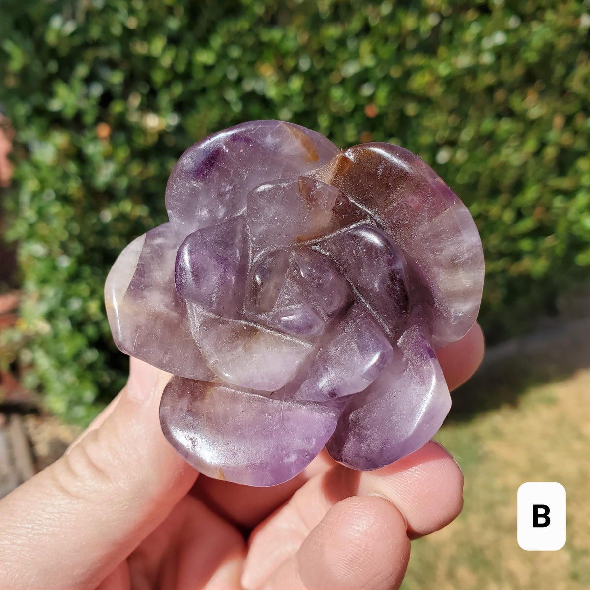 Dream Amethyst Rose Bud Bloom - Calming, Protection, Positivity - Standing Purple Flower Crystal Healing Gemstone