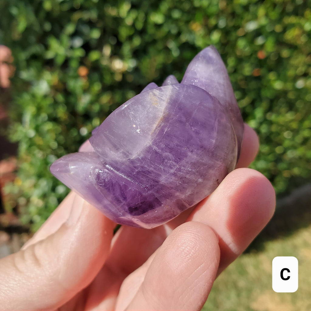 Dream Amethyst Rose Bud Bloom - Calming, Protection, Positivity - Standing Purple Flower Crystal Healing Gemstone