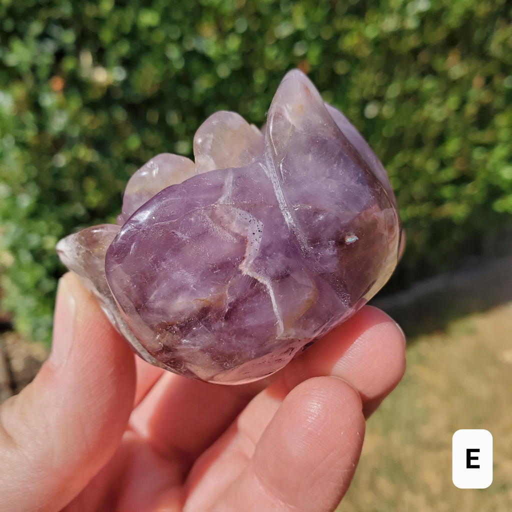 Dream Amethyst Rose Bud Bloom - Calming, Protection, Positivity - Standing Purple Flower Crystal Healing Gemstone