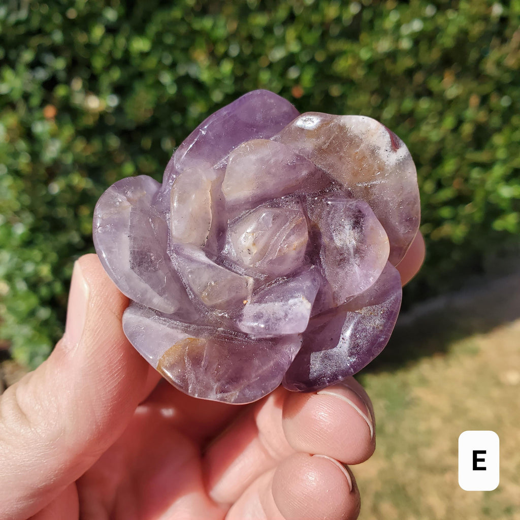 Dream Amethyst Rose Bud Bloom - Calming, Protection, Positivity - Standing Purple Flower Crystal Healing Gemstone