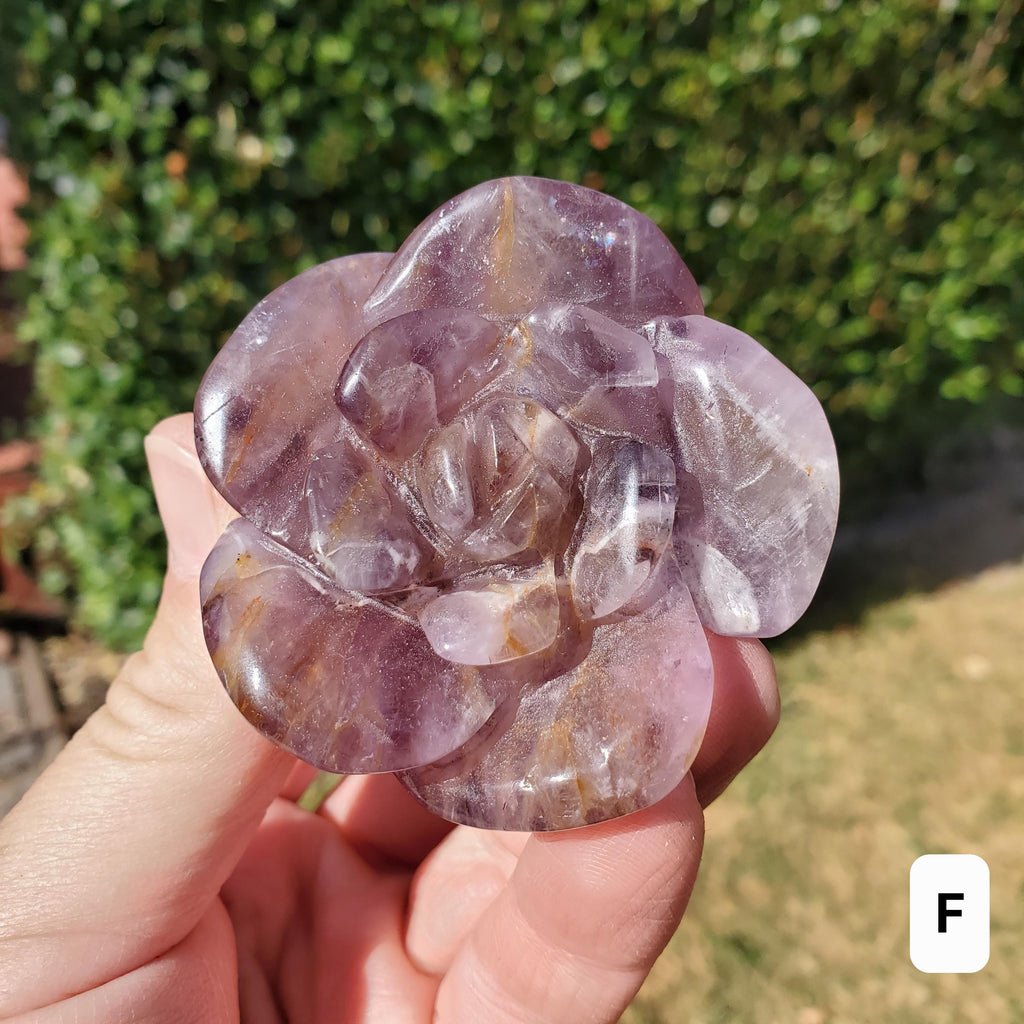 Dream Amethyst Rose Bud Bloom - Calming, Protection, Positivity - Standing Purple Flower Crystal Healing Gemstone