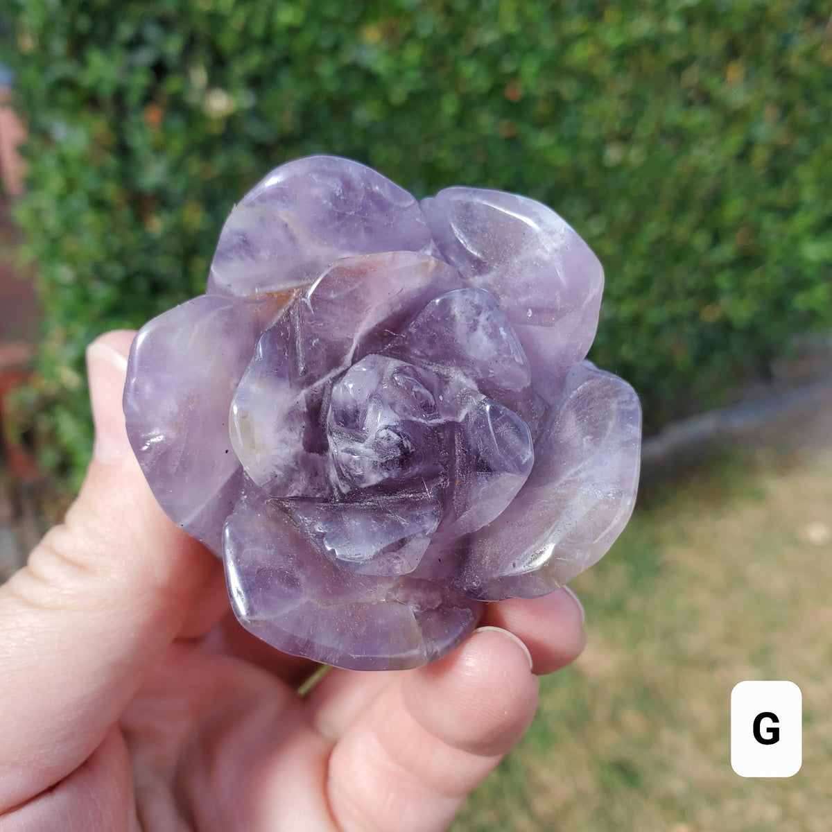 Dream Amethyst Rose Bud Bloom - Calming, Protection, Positivity - Standing Purple Flower Crystal Healing Gemstone
