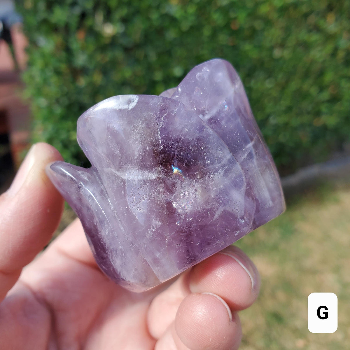 Dream Amethyst Rose Bud Bloom - Calming, Protection, Positivity - Standing Purple Flower Crystal Healing Gemstone