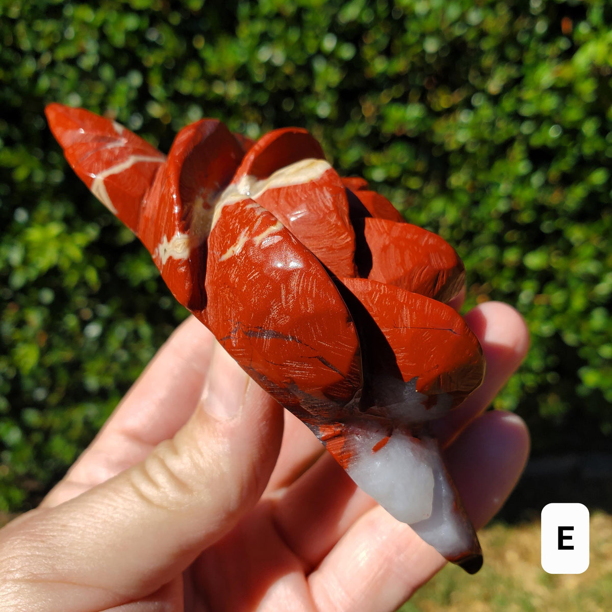 Red Jasper Rose on Gold Stand - Cellular Healing, Creativity, Reflection, Patience - Red Rose Crystal Stone Healing Gemstone Statement