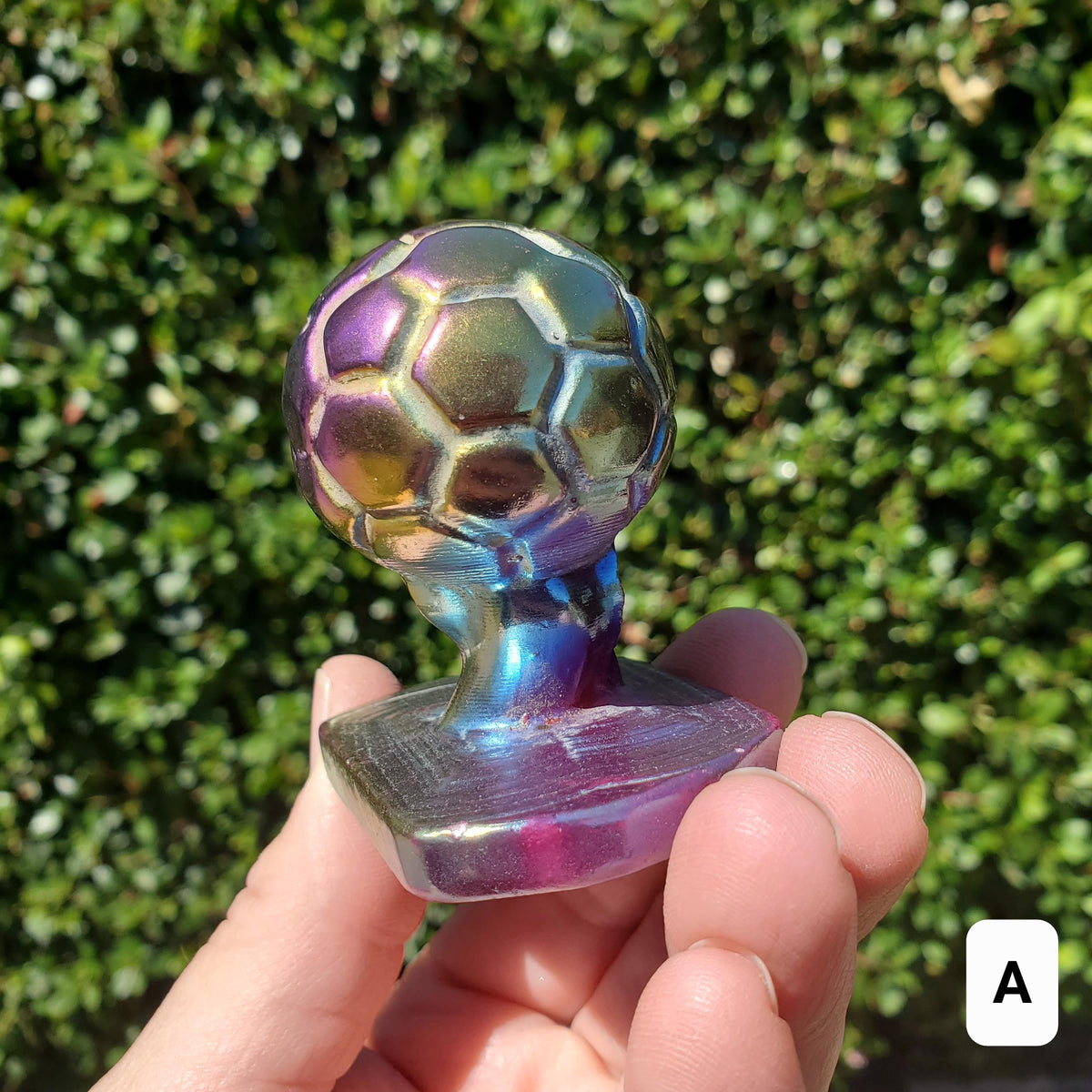 Titanium Aura Quartz Soccer Ball - Strength, Power, Peace, Release Negativity, Energizing - Rainbow Crystal Healing Gemstone Statement
