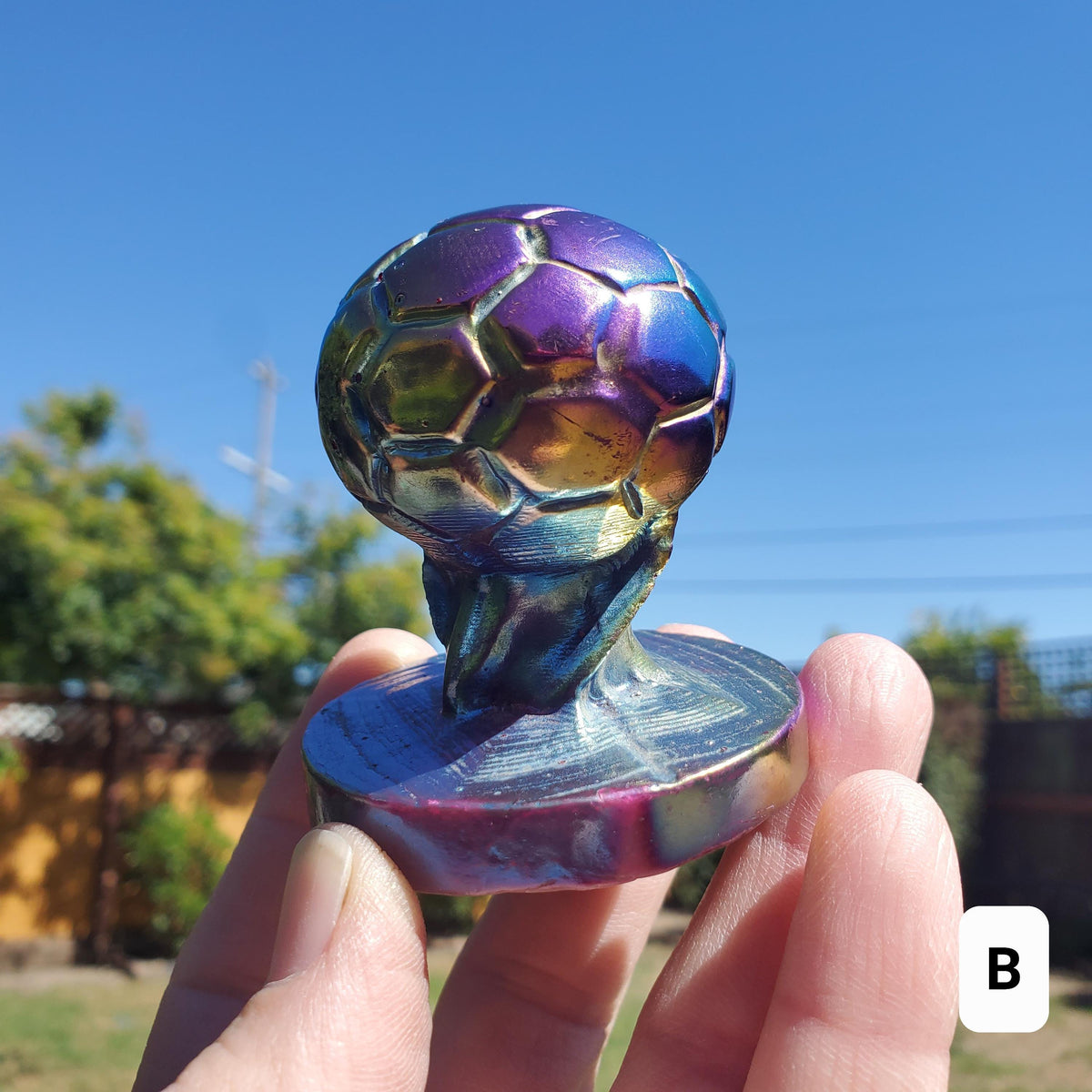 Titanium Aura Quartz Soccer Ball - Strength, Power, Peace, Release Negativity, Energizing - Rainbow Crystal Healing Gemstone Statement