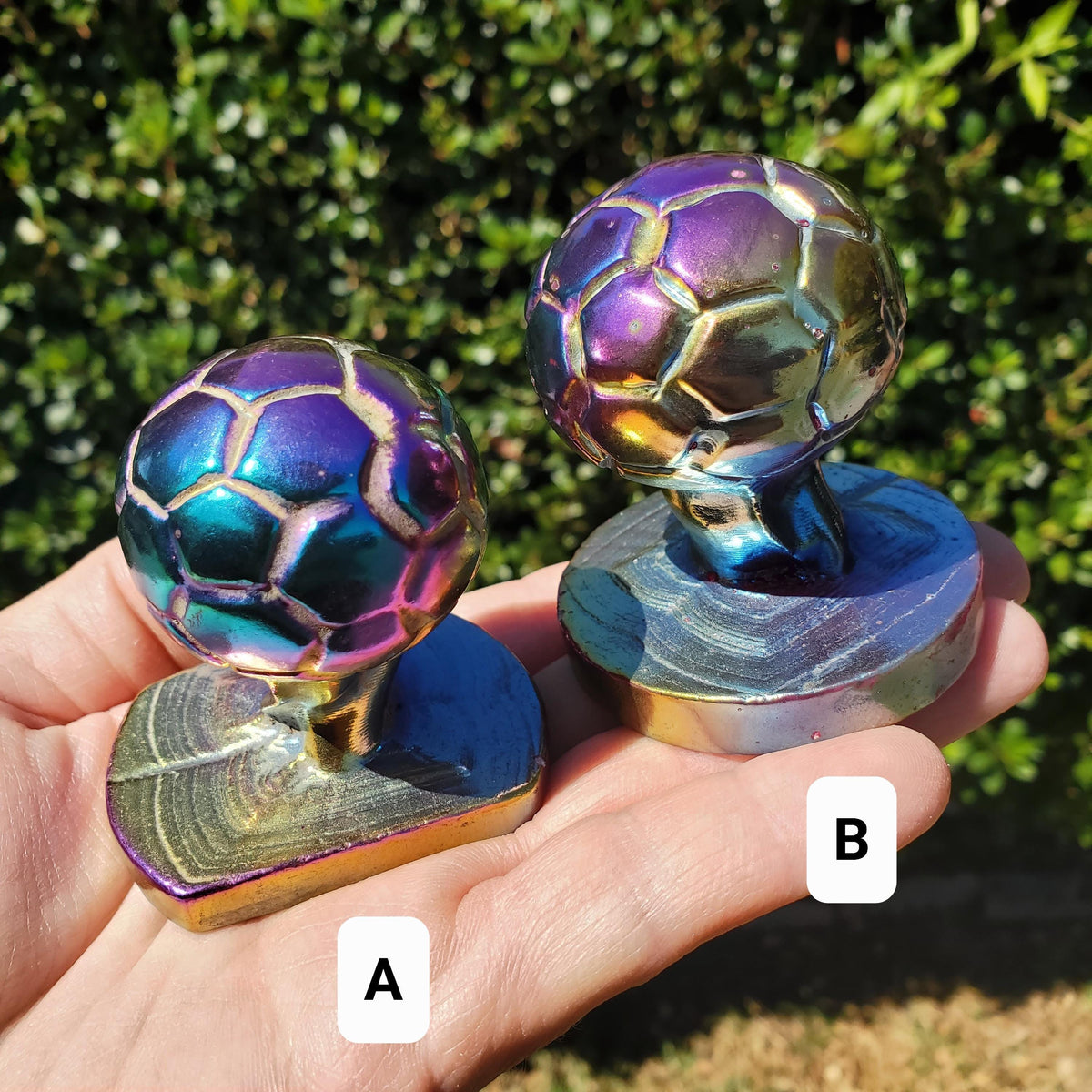 Titanium Aura Quartz Soccer Ball - Strength, Power, Peace, Release Negativity, Energizing - Rainbow Crystal Healing Gemstone Statement