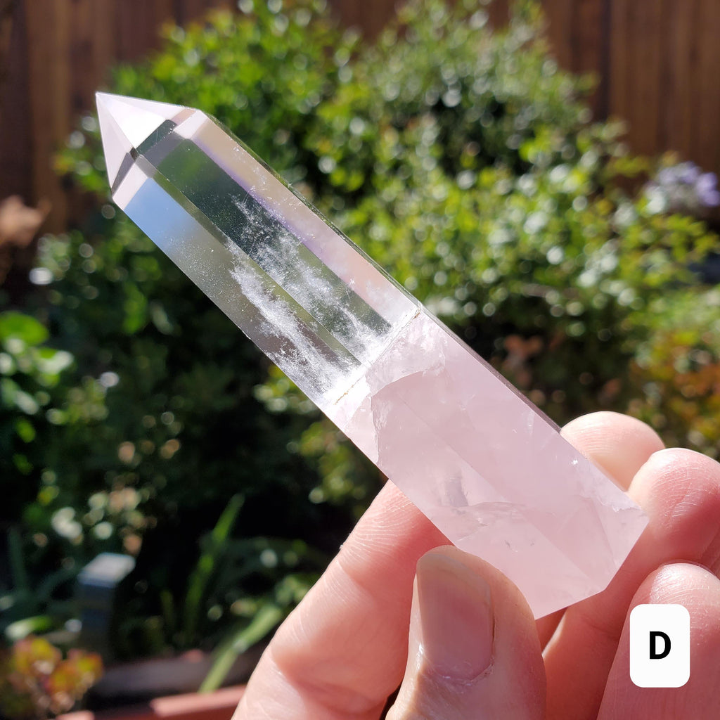 Clear Quartz & Rose Quartz Tower - Unconditional Love, Cleansing, Magnify Intentions - Crystal Point Generator Healing Gemstones
