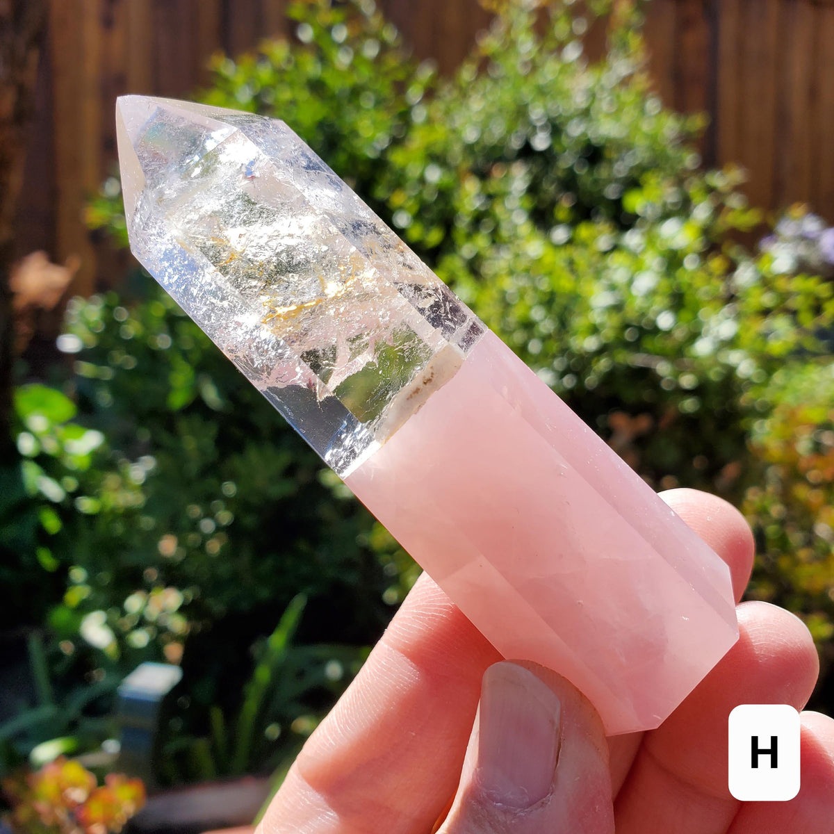 Clear Quartz & Rose Quartz Tower - Unconditional Love, Cleansing, Magnify Intentions - Crystal Point Generator Healing Gemstones
