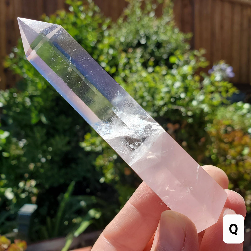 Clear Quartz & Rose Quartz Tower - Unconditional Love, Cleansing, Magnify Intentions - Crystal Point Generator Healing Gemstones