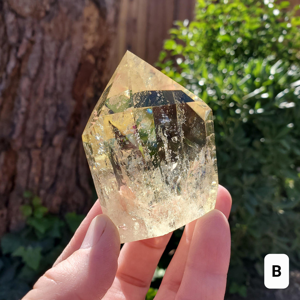Chunky Citrine Tower with Rainbows - Abundance, Energizing, Creativity, New Beginnings - Golden Quartz Crystal Point Gemstone