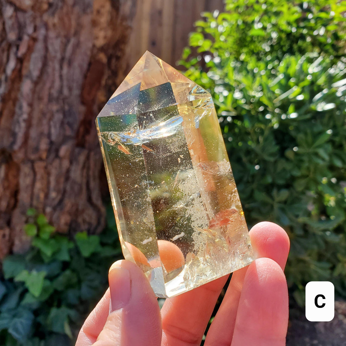 Chunky Citrine Tower with Rainbows - Abundance, Energizing, Creativity, New Beginnings - Golden Quartz Crystal Point Gemstone