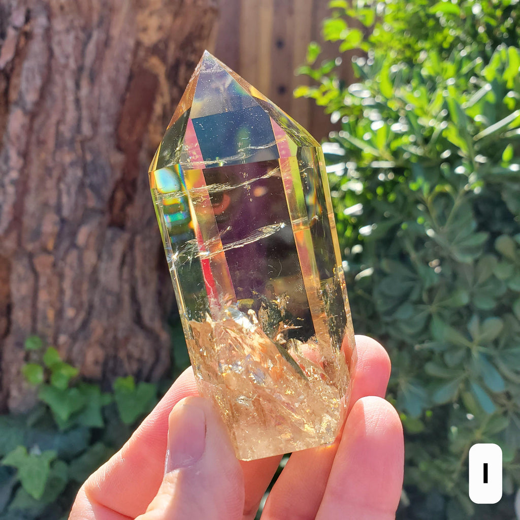 Chunky Citrine Tower with Rainbows - Abundance, Energizing, Creativity, New Beginnings - Golden Quartz Crystal Point Gemstone