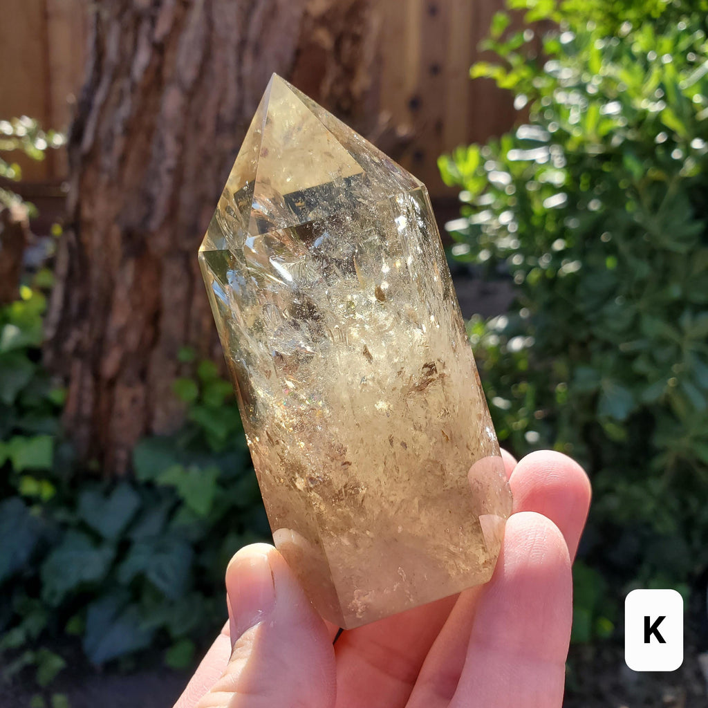 Chunky Citrine Tower with Rainbows - Abundance, Energizing, Creativity, New Beginnings - Golden Quartz Crystal Point Gemstone
