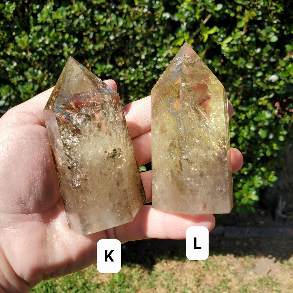 Chunky Citrine Tower with Rainbows - Abundance, Energizing, Creativity, New Beginnings - Golden Quartz Crystal Point Gemstone