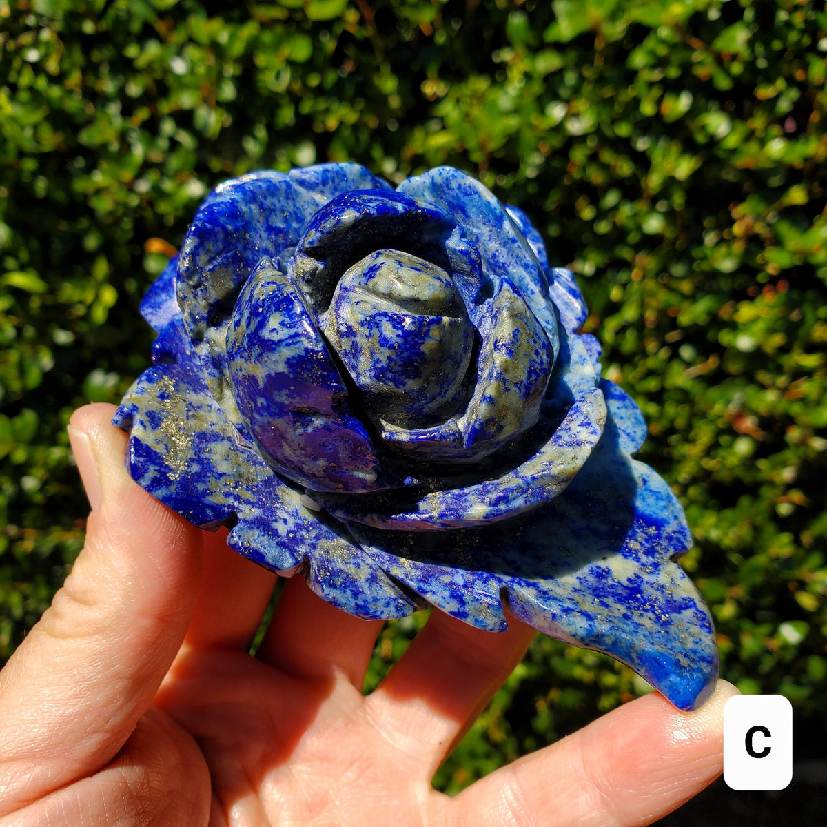 Big Lapis Lazuli Rose - Speak Your Truth, Communication, Personal Power - Blue Crystal Flower Stone Healing Gemstone Statement