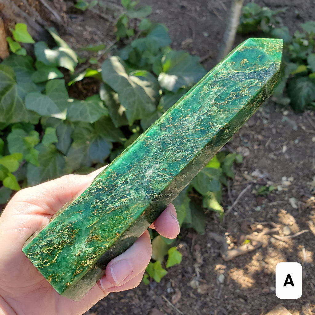 Big Emerald Tower - Heals Heart Chakra, Compassion, Acceptance, Wisdom, Confidence - 8.25" to 9.25" Green Emerald Crystal Point Gemstone