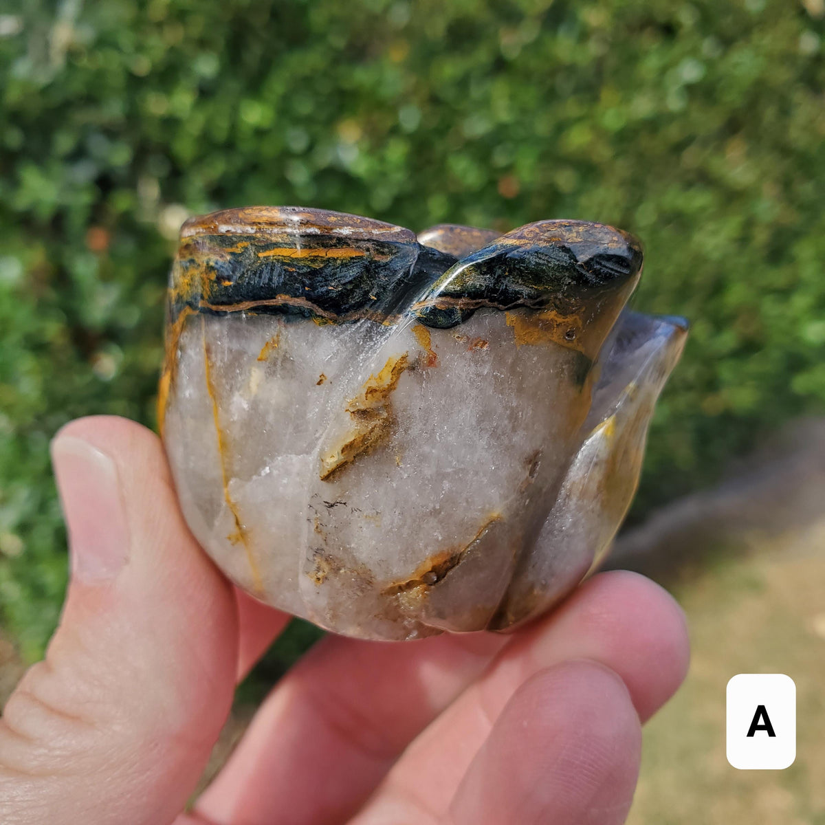 Tiger Eye Rose Bud Bloom - Courage, Motivation, Confidence, Grounding, Energetic Protection, Energy - Tigers Eye Crystal Healing Gemstones