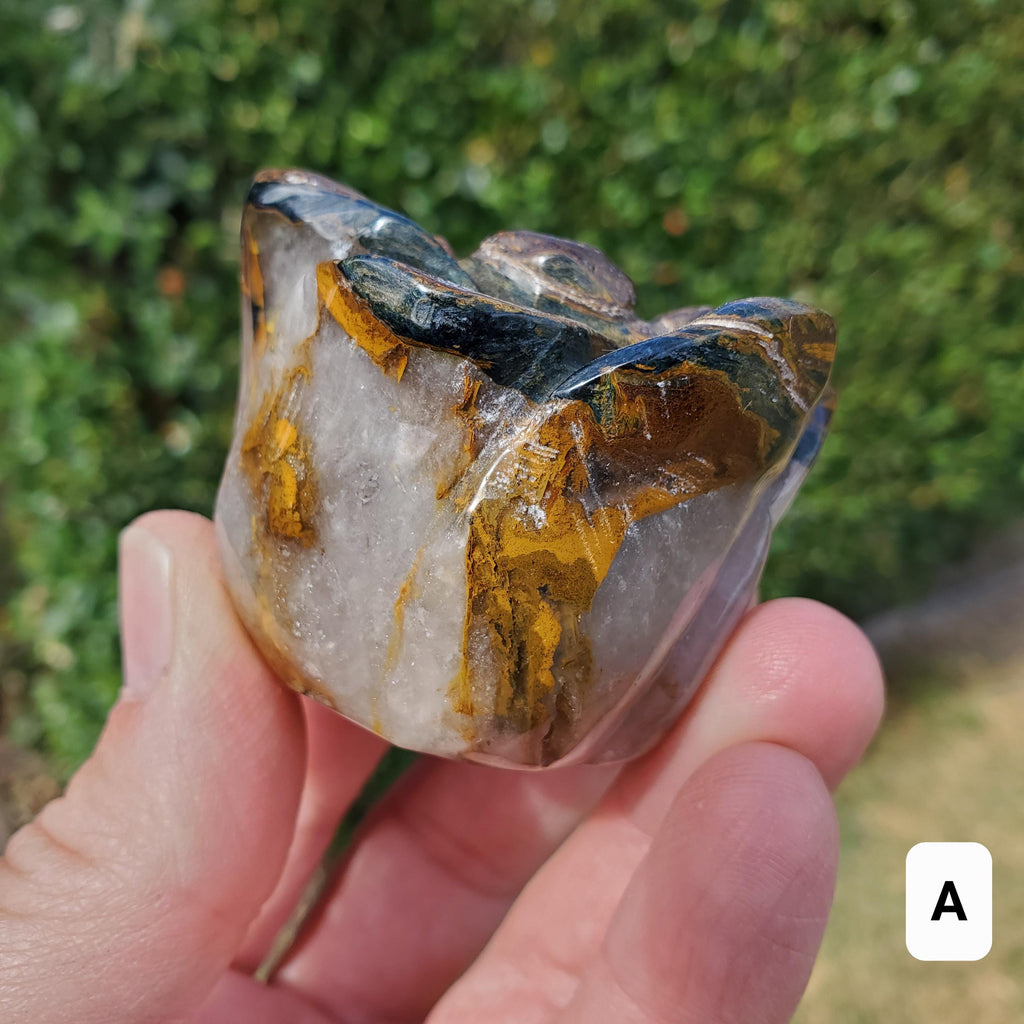 Tiger Eye Rose Bud Bloom - Courage, Motivation, Confidence, Grounding, Energetic Protection, Energy - Tigers Eye Crystal Healing Gemstones