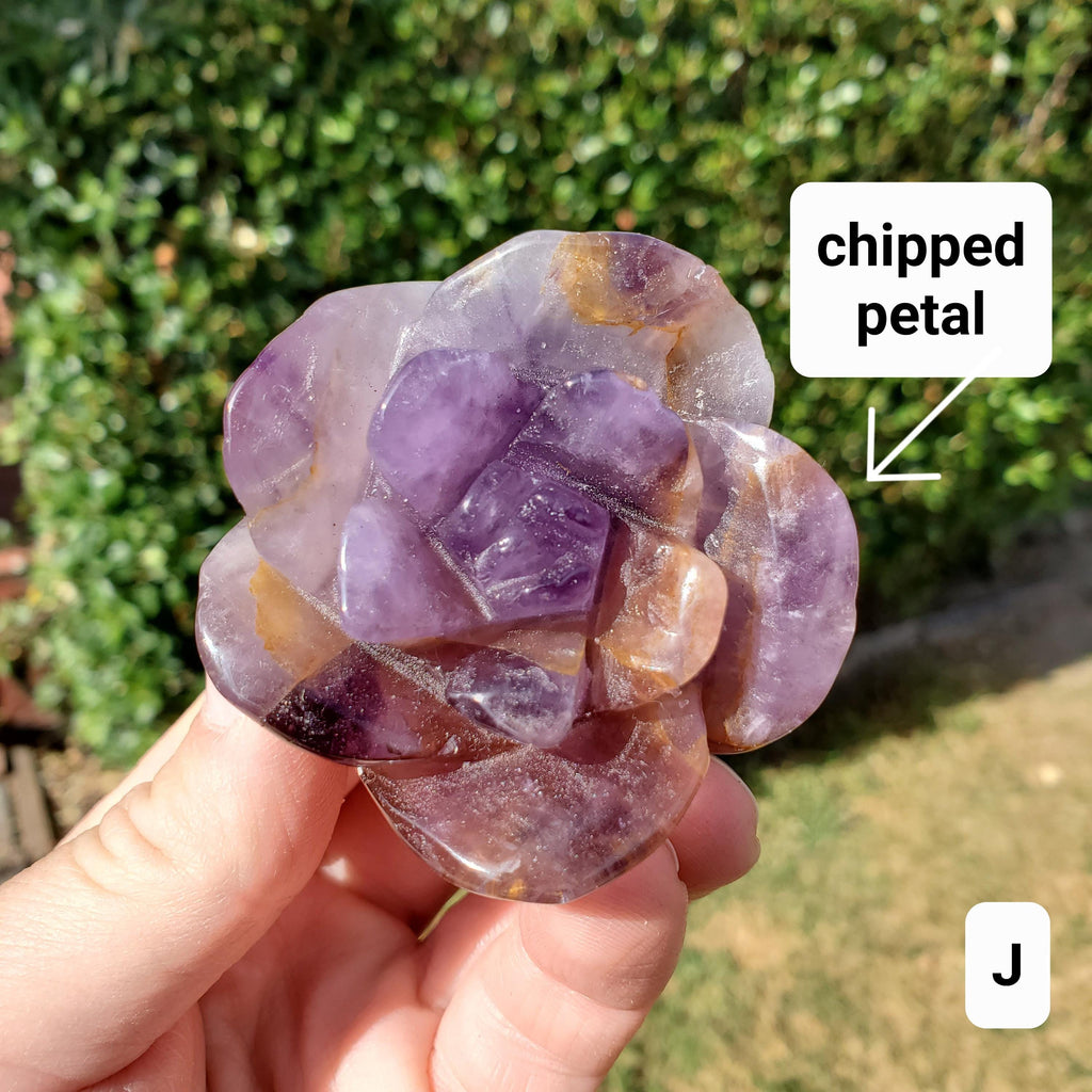 Dream Amethyst Rose Bud Bloom - Calming, Protection, Positivity - Standing Purple Flower Crystal Healing Gemstone
