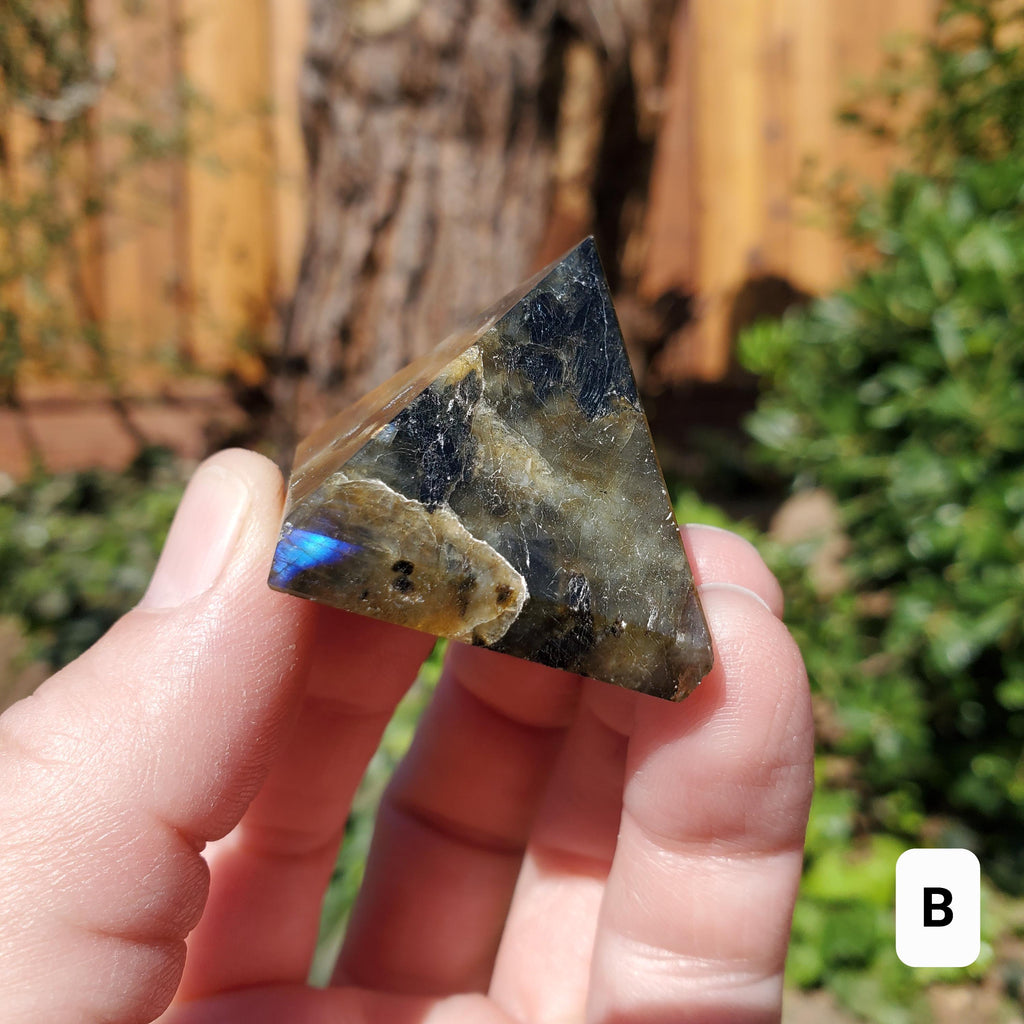 Small Labradorite Pyramid - Spiritual Connection and Awareness - 1.5" Square Crystal Healing Pyramid Gemstone