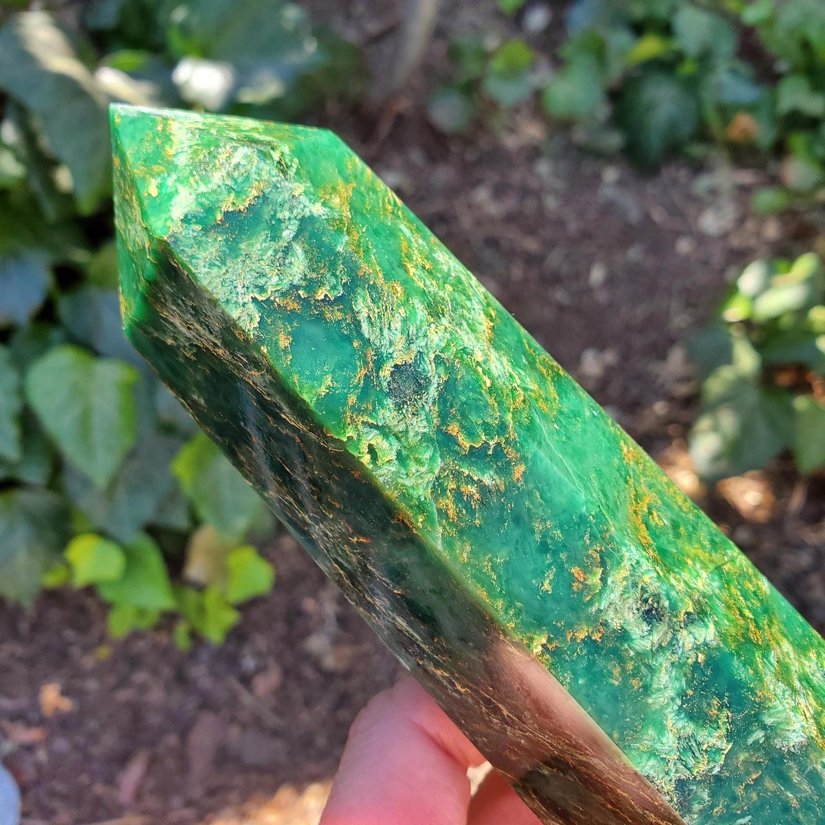 Big Emerald Tower - Heals Heart Chakra, Compassion, Acceptance, Wisdom, Confidence - 8.25" to 9.25" Green Emerald Crystal Point Gemstone