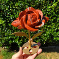 Red Jasper Rose on Gold Stand - Cellular Healing, Creativity, Reflection, Patience - Red Rose Crystal Stone Healing Gemstone Statement