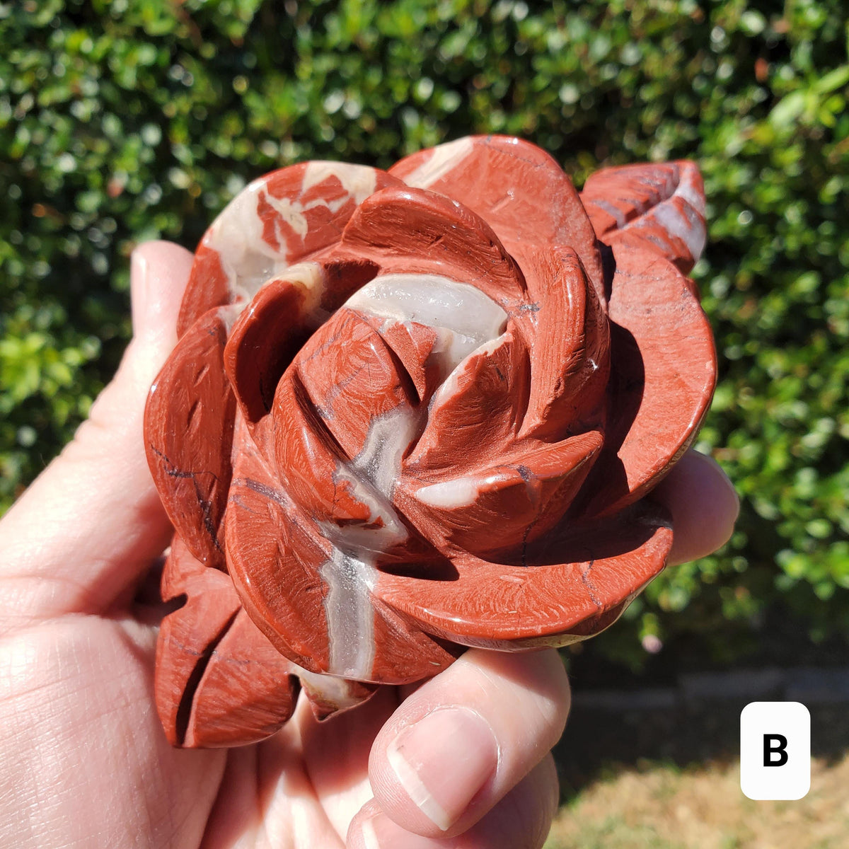 Red Jasper Rose on Gold Stand - Cellular Healing, Creativity, Reflection, Patience - Red Rose Crystal Stone Healing Gemstone Statement