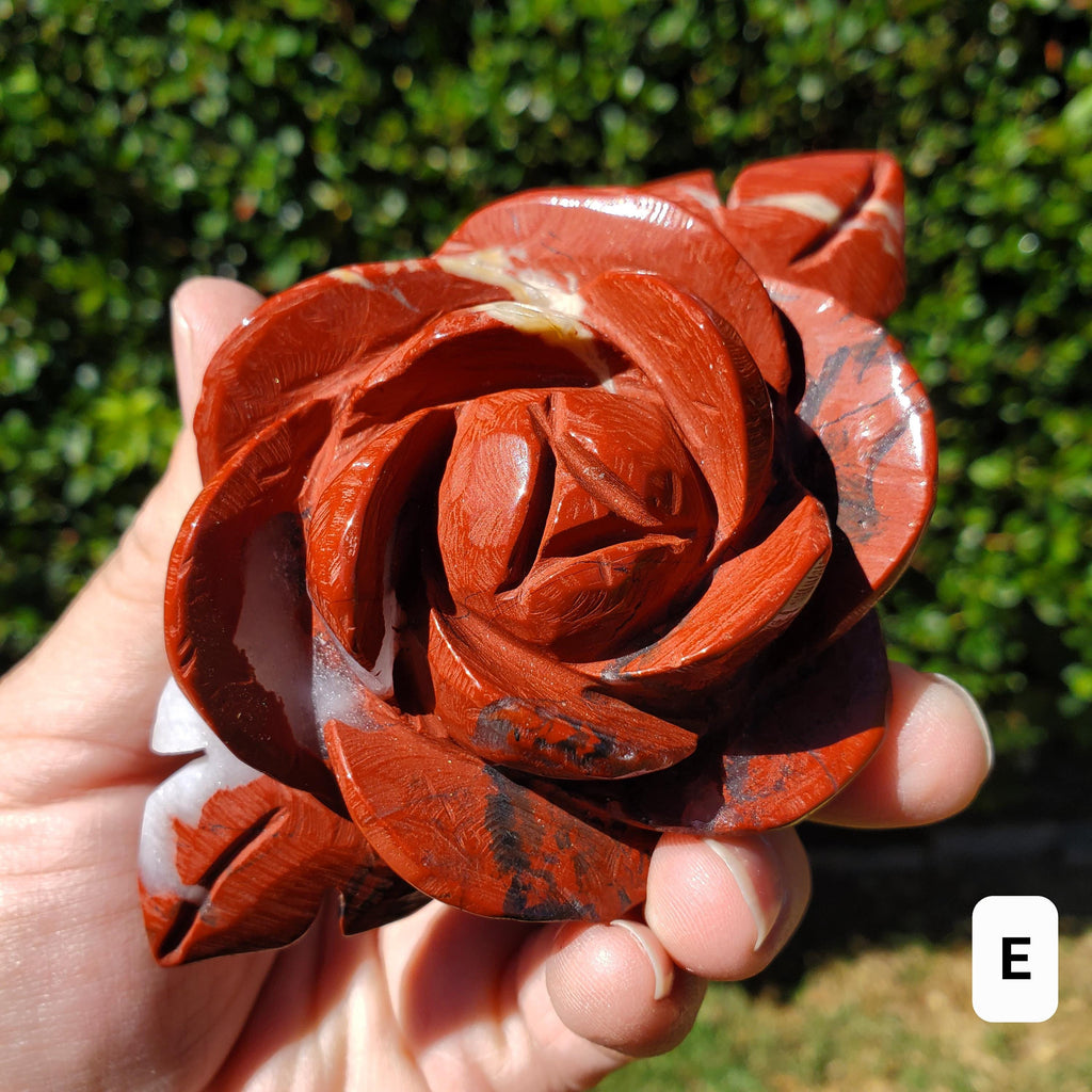 Red Jasper Rose on Gold Stand - Cellular Healing, Creativity, Reflection, Patience - Red Rose Crystal Stone Healing Gemstone Statement