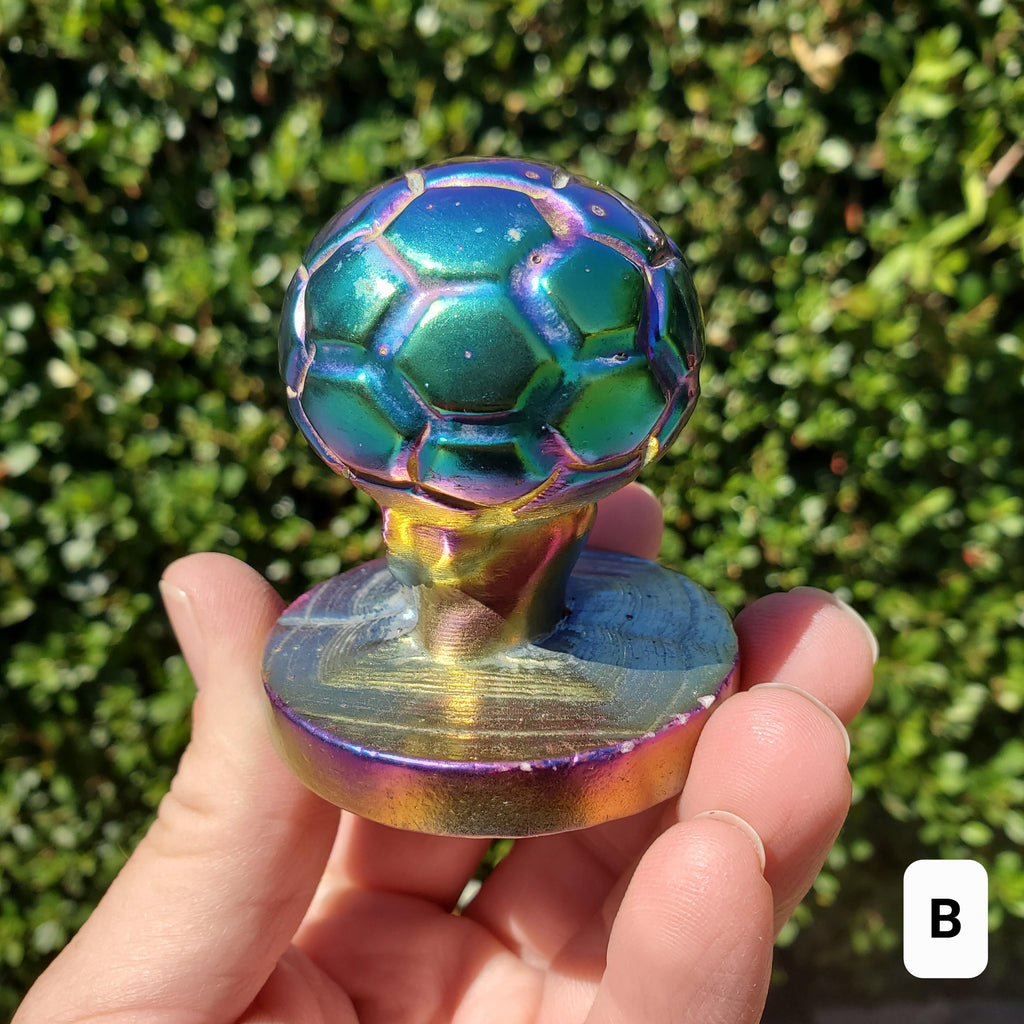 Titanium Aura Quartz Soccer Ball - Strength, Power, Peace, Release Negativity, Energizing - Rainbow Crystal Healing Gemstone Statement