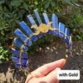 Lapis Lazuli Crown with Gold / Silver Triple Moon - Speak Your Truth, Self Expression, Communication - Lapiz Goddess Crown Gemstone Party