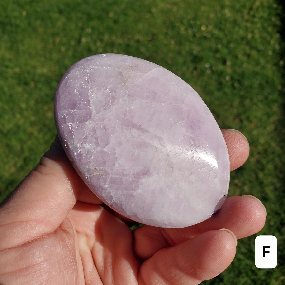 Flashy Kunzite Palm Stone - Inner Peace, Wisdom, Confidence, Understanding, Love - Pink Purple Crystal Healing Gemstone