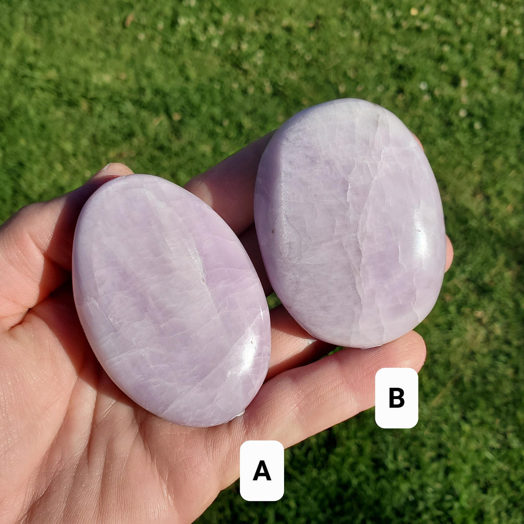 Flashy Kunzite Palm Stone - Inner Peace, Wisdom, Confidence, Understanding, Love - Pink Purple Crystal Healing Gemstone