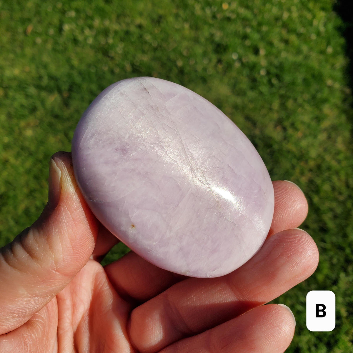 Flashy Kunzite Palm Stone - Inner Peace, Wisdom, Confidence, Understanding, Love - Pink Purple Crystal Healing Gemstone