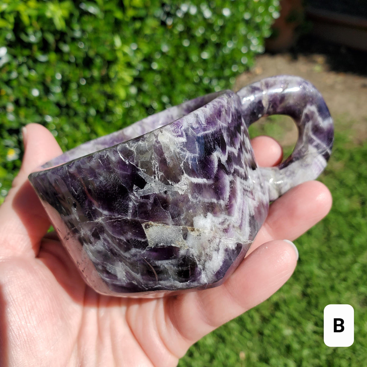 Dream Amethyst Heart Shaped Tea Cup 8oz - Calming, Energetic Protection, Positivity, Divine Love - Purple Amethyst Crystal Healing Mug Decor