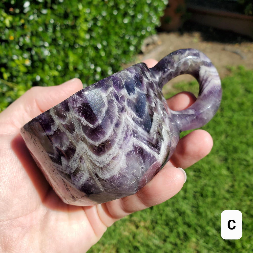 Dream Amethyst Heart Shaped Tea Cup 8oz - Calming, Energetic Protection, Positivity, Divine Love - Purple Amethyst Crystal Healing Mug Decor